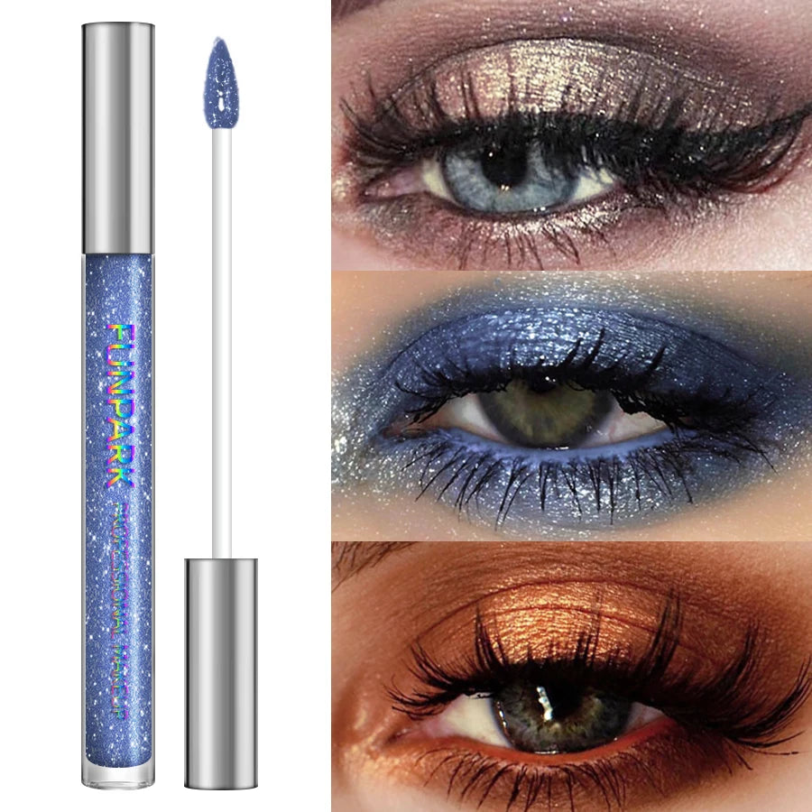 Glitter Liquid Eyeshadow, Silver Monochrome Tone, Waterproof Makeup Effect, Shimmer Pigment Eye Shadow Pallete Set