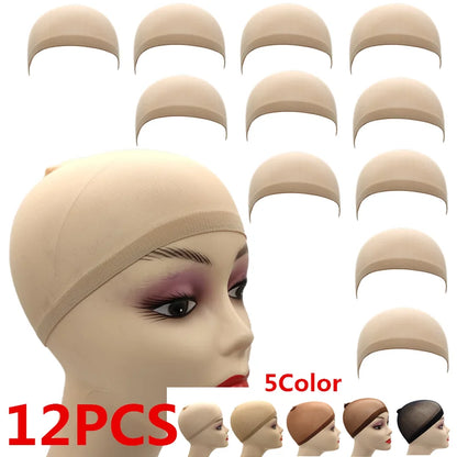 1/6/12bags Ventilated Nylon Mesh Nude Stocking Wig Cap Hairnets Stretchy Close End Super Extra Thin Skin Breathable Wig Cap