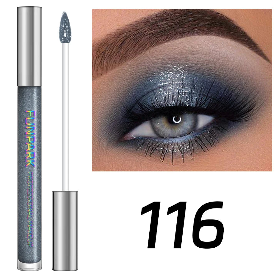 Glitter Liquid Eyeshadow, Silver Monochrome Tone, Waterproof Makeup Effect, Shimmer Pigment Eye Shadow Pallete Set