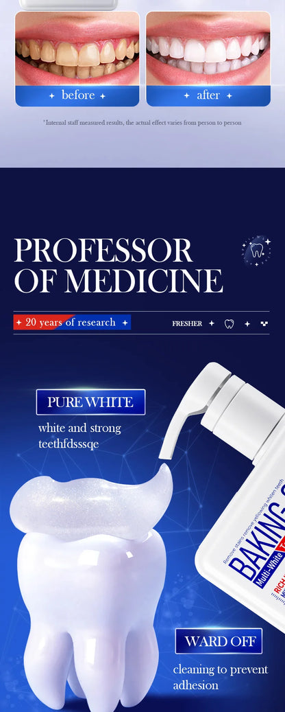 Baking Soda Probiotic Whitening Toothpaste To Remove Yellow Teeth Stains and White Teeth Removal Clean Teeth Fresh Mouth 300g