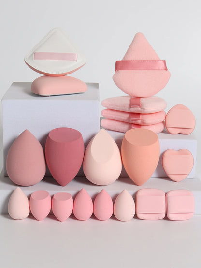 20 Pcs Pink Makeup Sponge and Makeup Puff Set Suitable for Face Cream and Powder Concealer Powder Makeup Machine