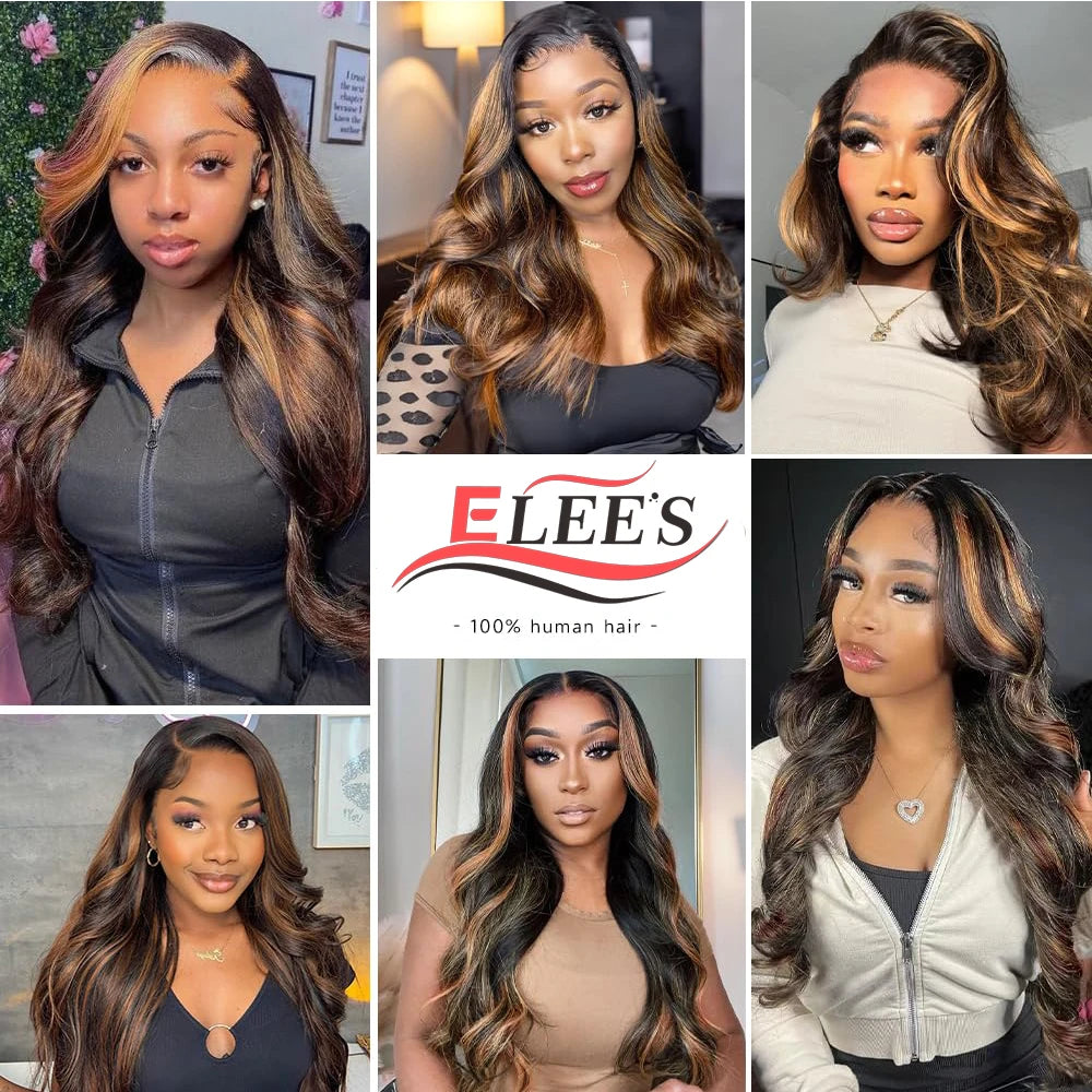 9x6 Wear and Go Glueless Wigs Human Hair Pre Plucked Pre Cut 1B/30 Highlight Ombre Lace Front Wigs Body Wave Human Hair Wigs