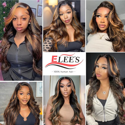 9x6 Wear and Go Glueless Wigs Human Hair Pre Plucked Pre Cut 1B/30 Highlight Ombre Lace Front Wigs Body Wave Human Hair Wigs