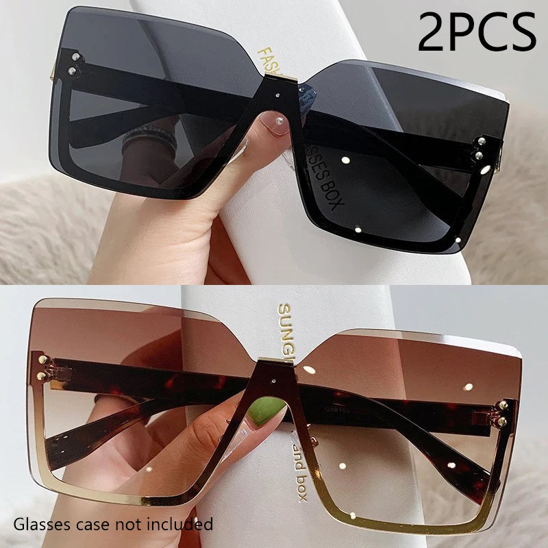 New European And American Style Half-frame Metal Sunglasses Fashion Slim Women's Sunglasses Anti-uv Glasses