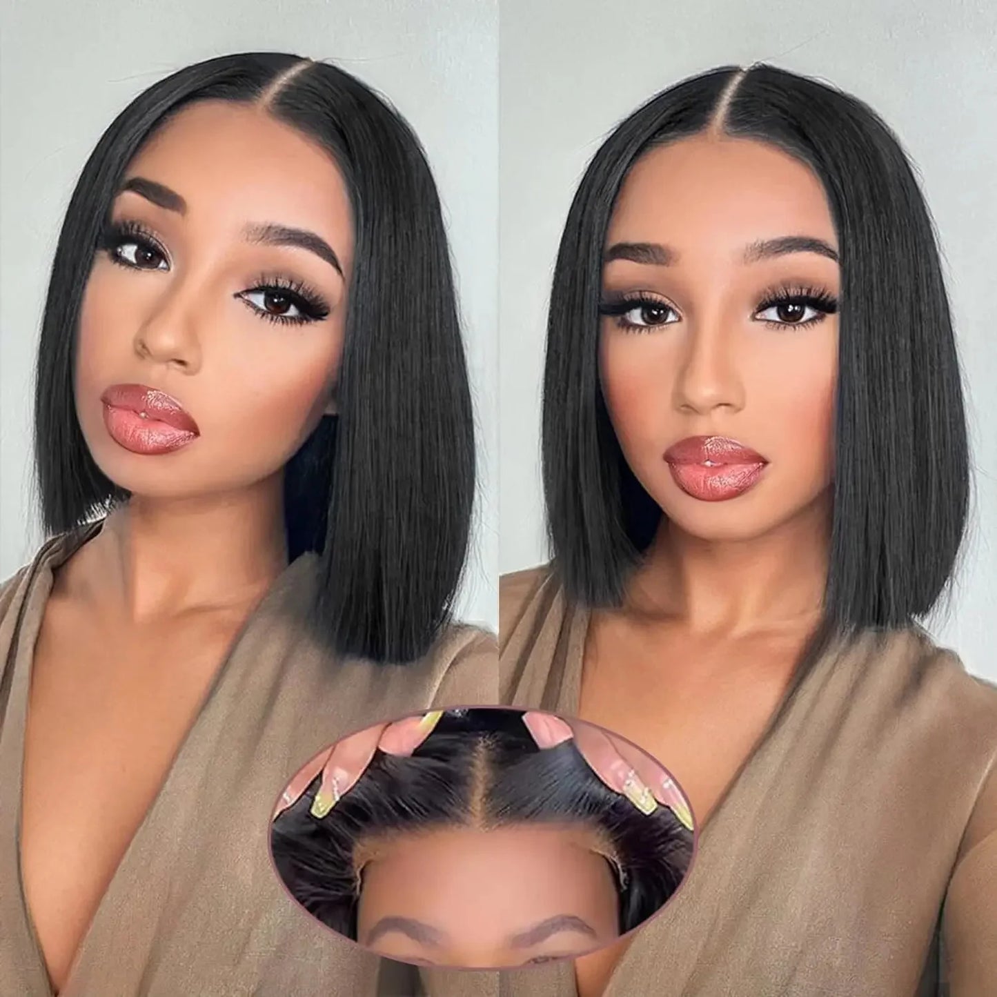 10-16inch Short Straight Bob Wig  Straight Brazilian 100% Human Hair Bobo 13x4 Lace Frontal Wig Bobo Medium Straight Hair