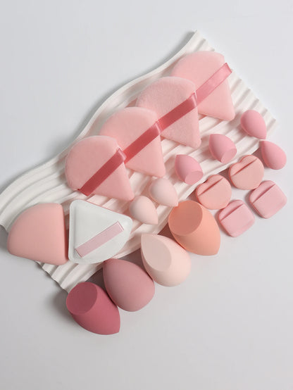 20 Pcs Pink Makeup Sponge and Makeup Puff Set Suitable for Face Cream and Powder Concealer Powder Makeup Machine
