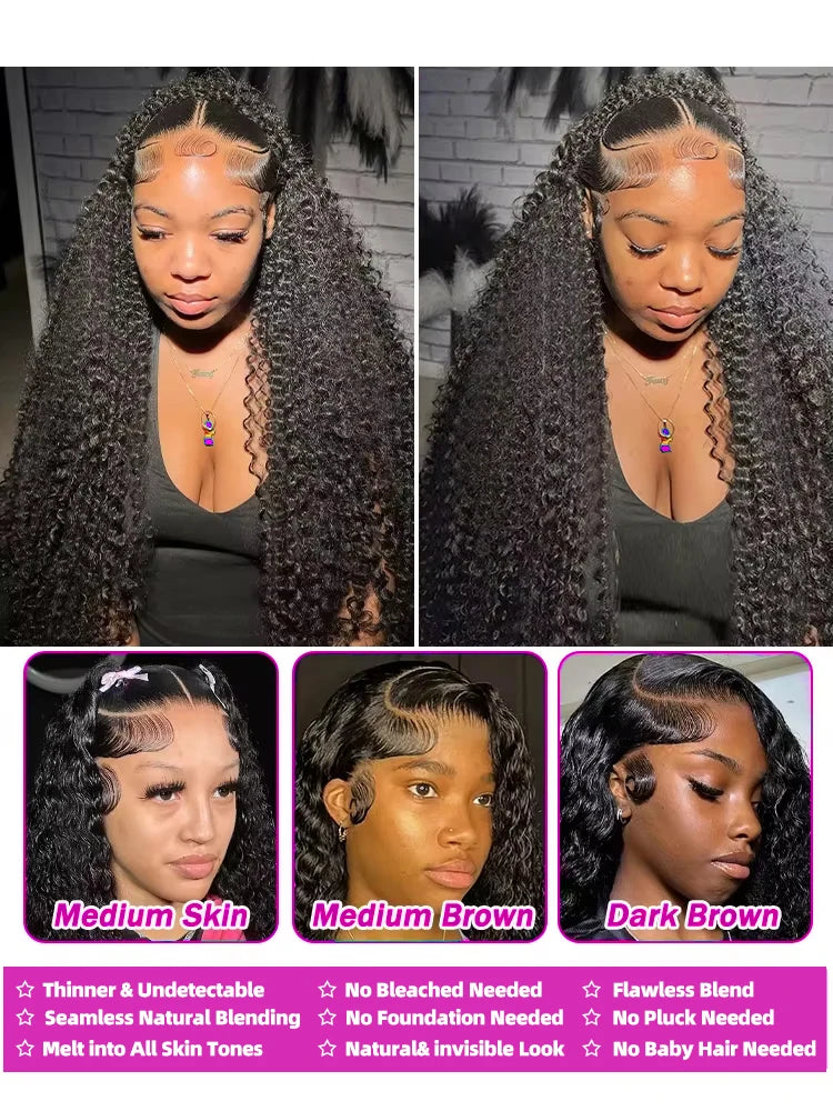 13x6 HD Transparent Loose Deep Wave Frontal Wig 250 Density 13x4 Lace Front Wig Human Hair Brazilian Raw 30 40 Inch Curly Wigs