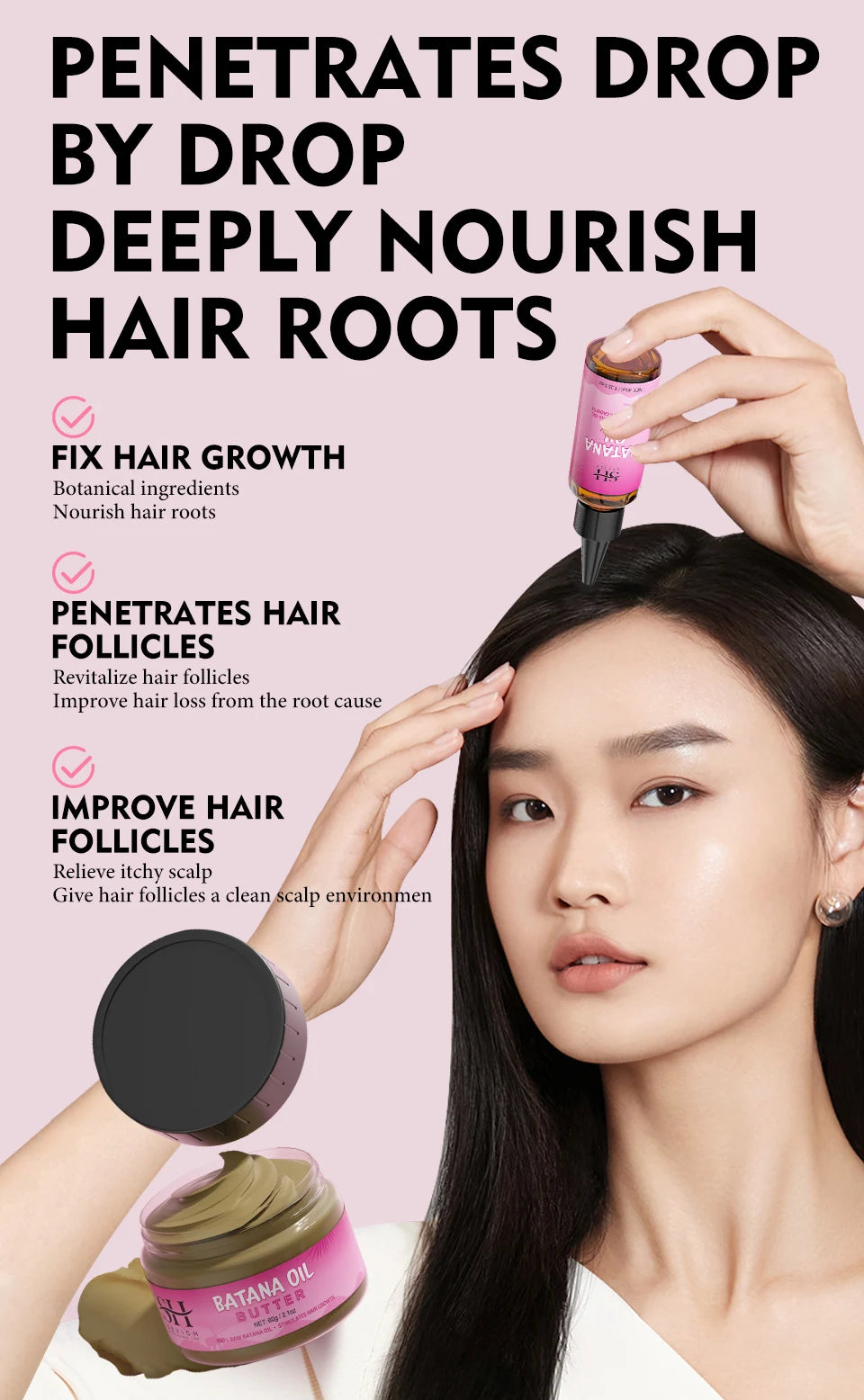 Natural 100% Pure Batana Oil For Hair Growth Butter Hair Mask Traction Alopecia Anti Hair Loss Baldness Treatment For Men Women