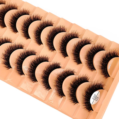 10Pairs 3D Mink Lashes Cilios Fluffy Soft Beauty Natural Short Mink Fake Eyelashes Classic Thick Reusable Makeup False Eyelashes