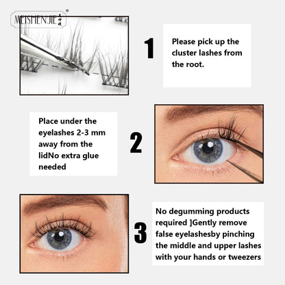 DIY 100 Cluster Self Adhesive Eyelashes Natural Long Fake Eyelash Extension NO Glue Needed Individual Lashes Makeup Tools Cils