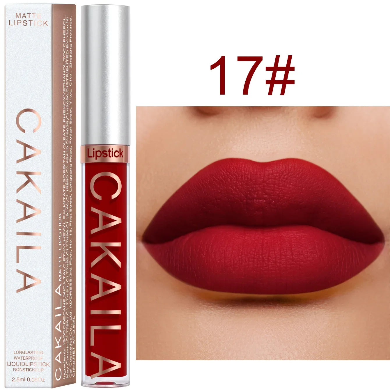 1PC Velvet Matte Lipstick Lip Gloss Light Red Liquid Lip Tint Cream Pigment Long Lasting Silky Texture Lips Women's Cosmetics