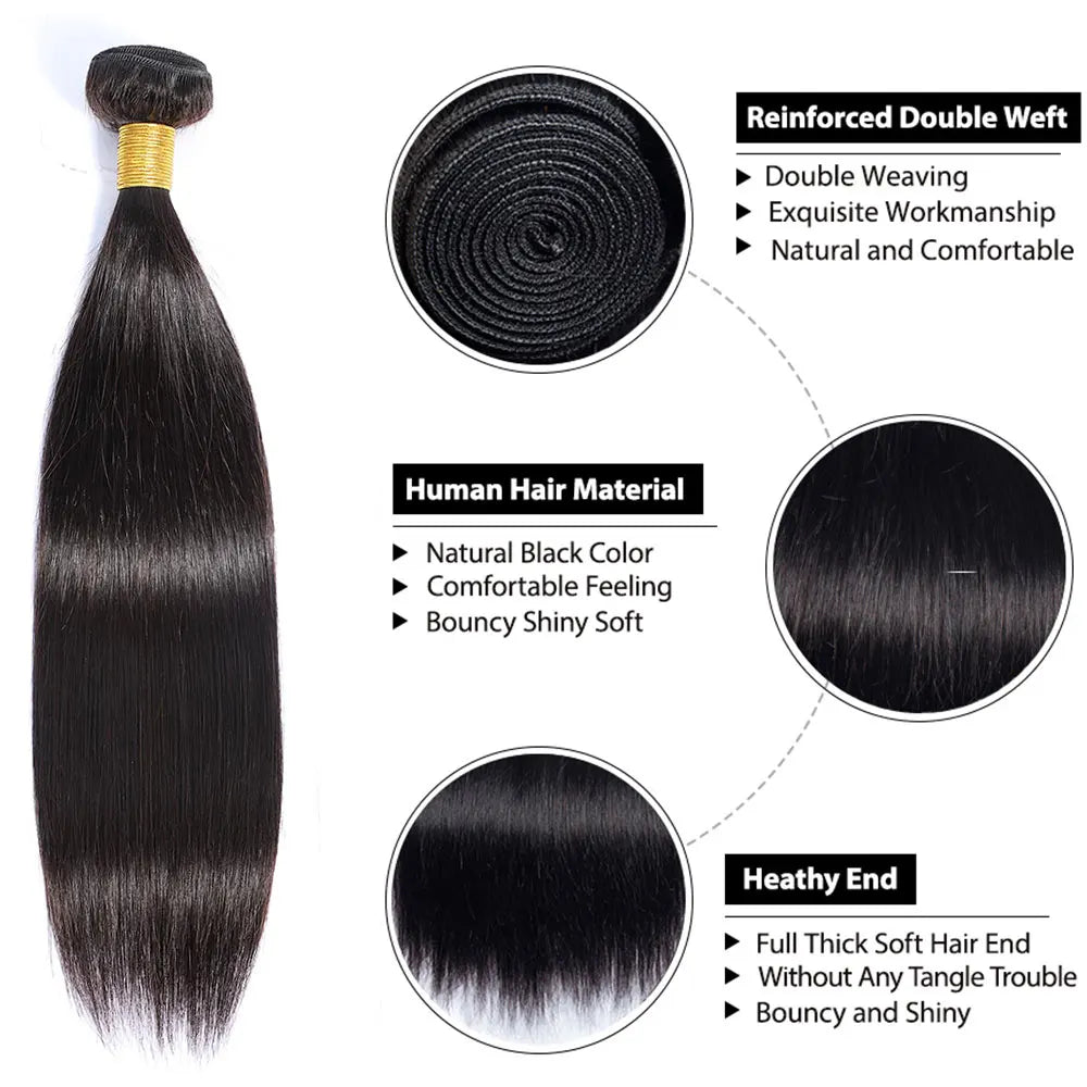12A Grade 100% Human Hair Bundles 30 inch Straight Bundles Brazilian Raw Hair Weave 100 g/pc Natural Black Human Hair Extensions
