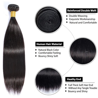 12A Grade 100% Human Hair Bundles 30 inch Straight Bundles Brazilian Raw Hair Weave 100 g/pc Natural Black Human Hair Extensions