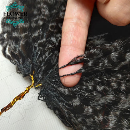 Kinky Straight Crochet Human Hair Extensions Knotless Pre-Separated Crochet Hair Reusable 60g 50strands Natural Black for Women