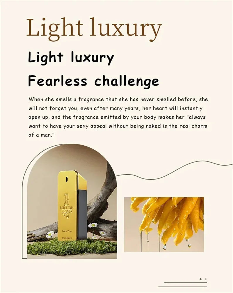 100ML Million Gold Men's Perfume Long Lasting Strong Men's Strong Spicy Pheromone Cologne Body Spray  Perfumes Parfum Homme