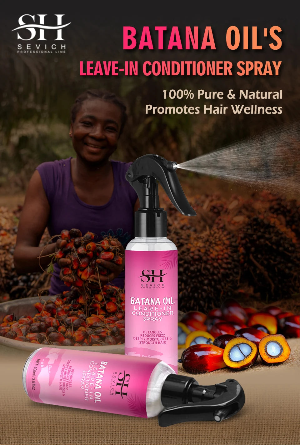 Natural 100% Pure Batana Oil For Hair Growth Butter Hair Mask Traction Alopecia Anti Hair Loss Baldness Treatment For Men Women