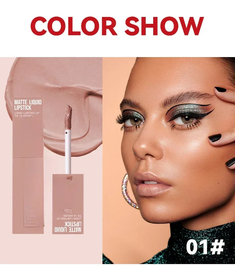 Cheap Matte Ink Liquid Lipstick Non-stick Cup Long Lasting Velvet Nude Lip Gloss Waterproof Lips Tint Waterproof Korean Make Up