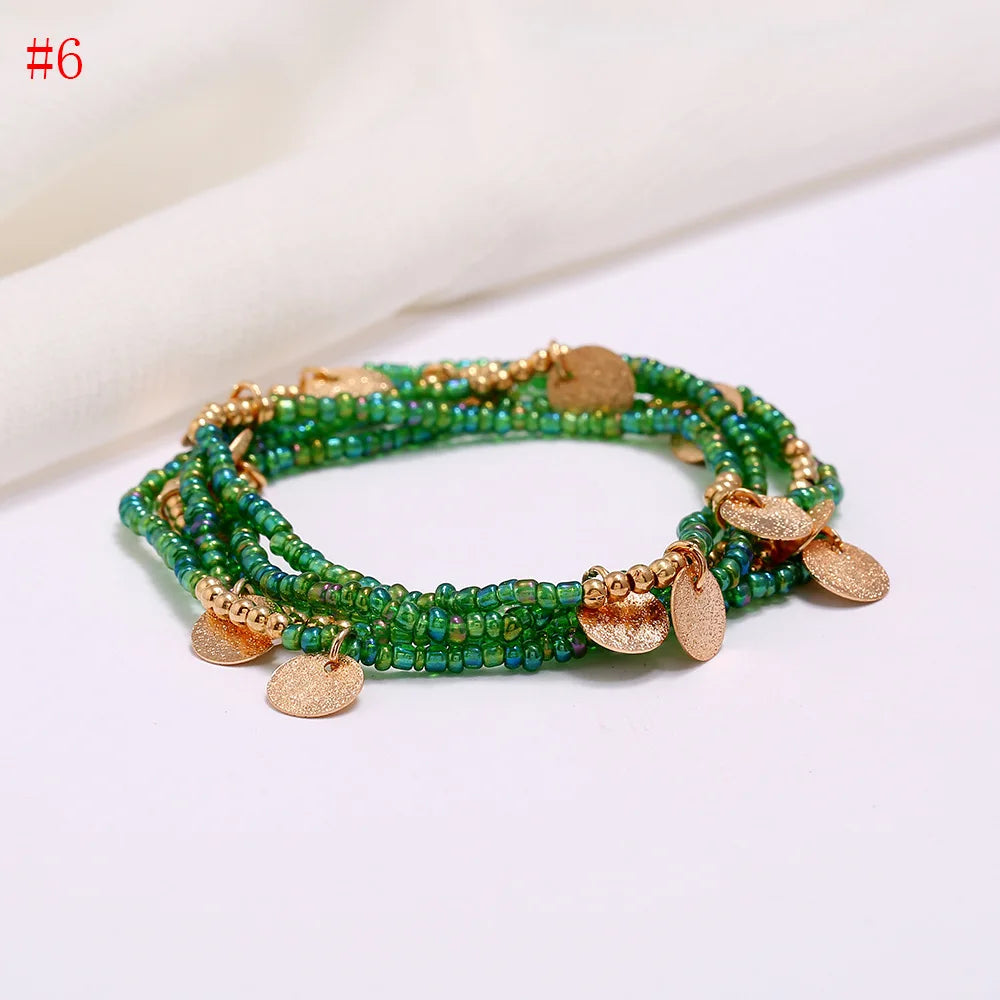New Fashion Multi-layer Handmade Colored Rice Beads Beach Chain Summer Popular Waist Chain Women BD7051