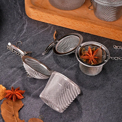 Herbal Ball Tea Spice Strainer Durable Silver Reusable Stainless Mesh Teakettle Locking Tea Filter Infuser Spice Kitchen 5 Sizes