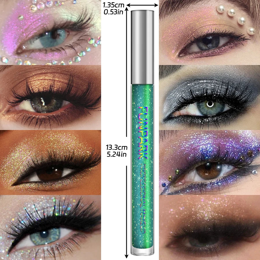 Glitter Liquid Eyeshadow, Silver Monochrome Tone, Waterproof Makeup Effect, Shimmer Pigment Eye Shadow Pallete Set