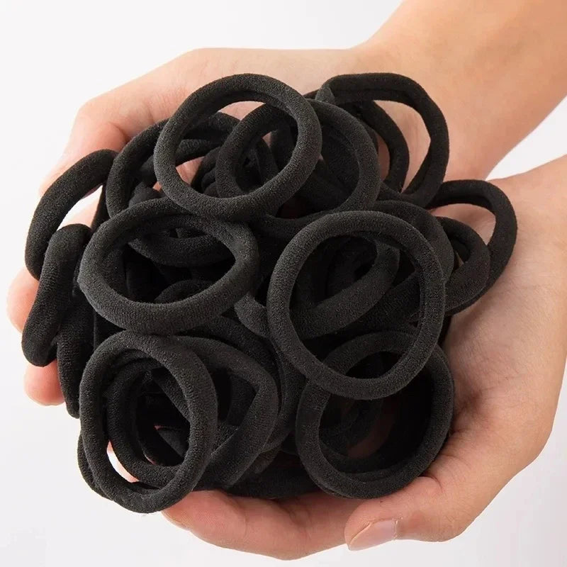 10-100pcs Simple High Elastic Rubber Bands Women Girls Black Hair Ropes Headband Scrunchies 2-5cm Basic Ponytail Holders