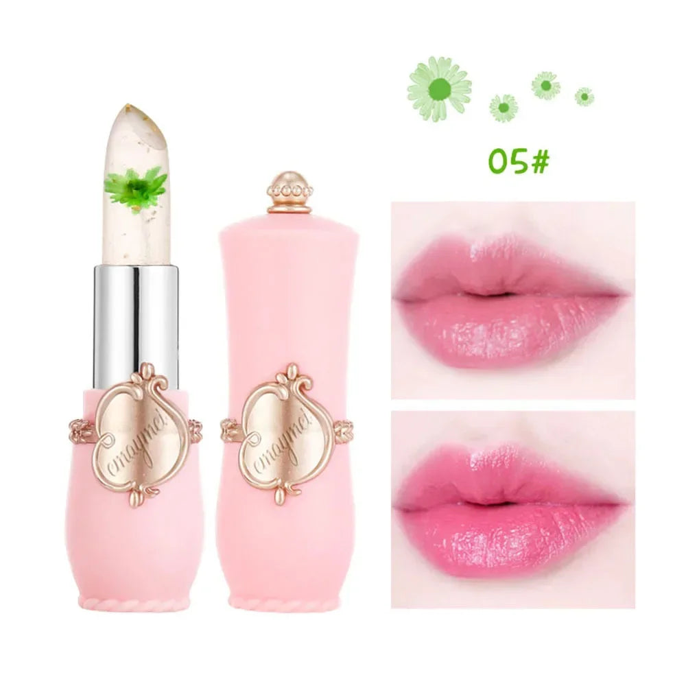Flower Jelly Lipstick Set Temperature Change Moisturizer Flower Lip Stick Long Lasting Lip Balm Magic Color Change Lip Gloss Set