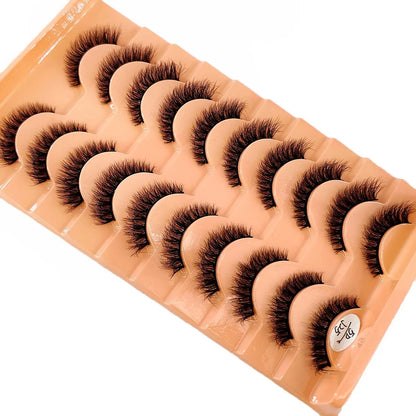 10Pairs 3D Mink Lashes Cilios Fluffy Soft Beauty Natural Short Mink Fake Eyelashes Classic Thick Reusable Makeup False Eyelashes