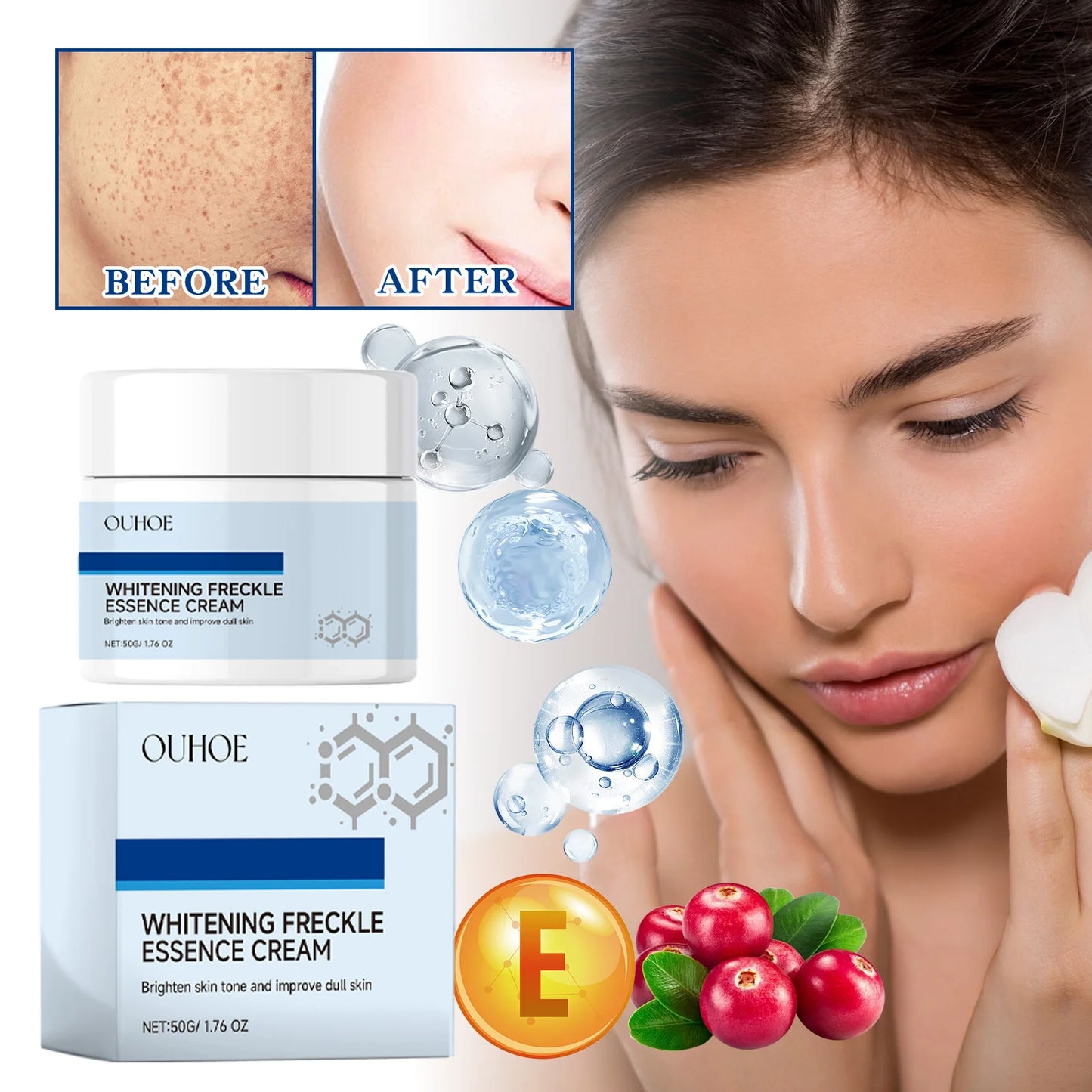 OUHOE Whitening face cream Moisturizes, brightens, lightens facial spots, moisturizes, tightens, smoothes and tender face cream