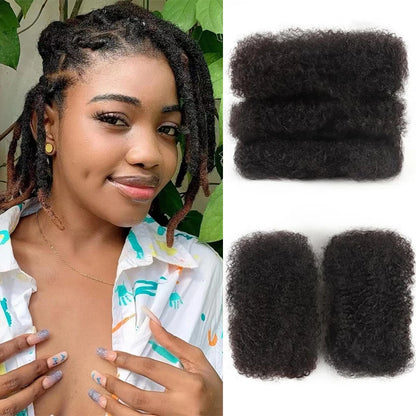 Afro Kinky Bulk Human Hair 30g/Pack Natural Black 100% Human Hair For Dreadlock Extensions Repair Locs Twist Braiding 8 Inch
