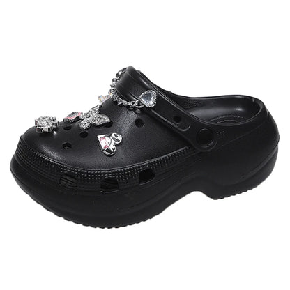 Crystal Butterfly Platform Sandals Women 2025 Summer Non Slip Eva Clogs Garden Shoes Woman Cozy Thick Sole Beach Sandals Female