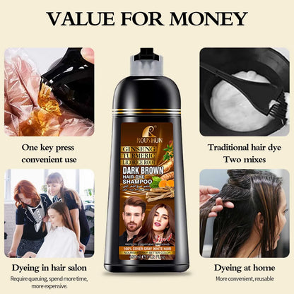 Brown Hair Color Shampoo for Gray Hair Instant Hair Dye Shampoo Hair Coloring in Minutes Natural and Long lasting color Hair Dye