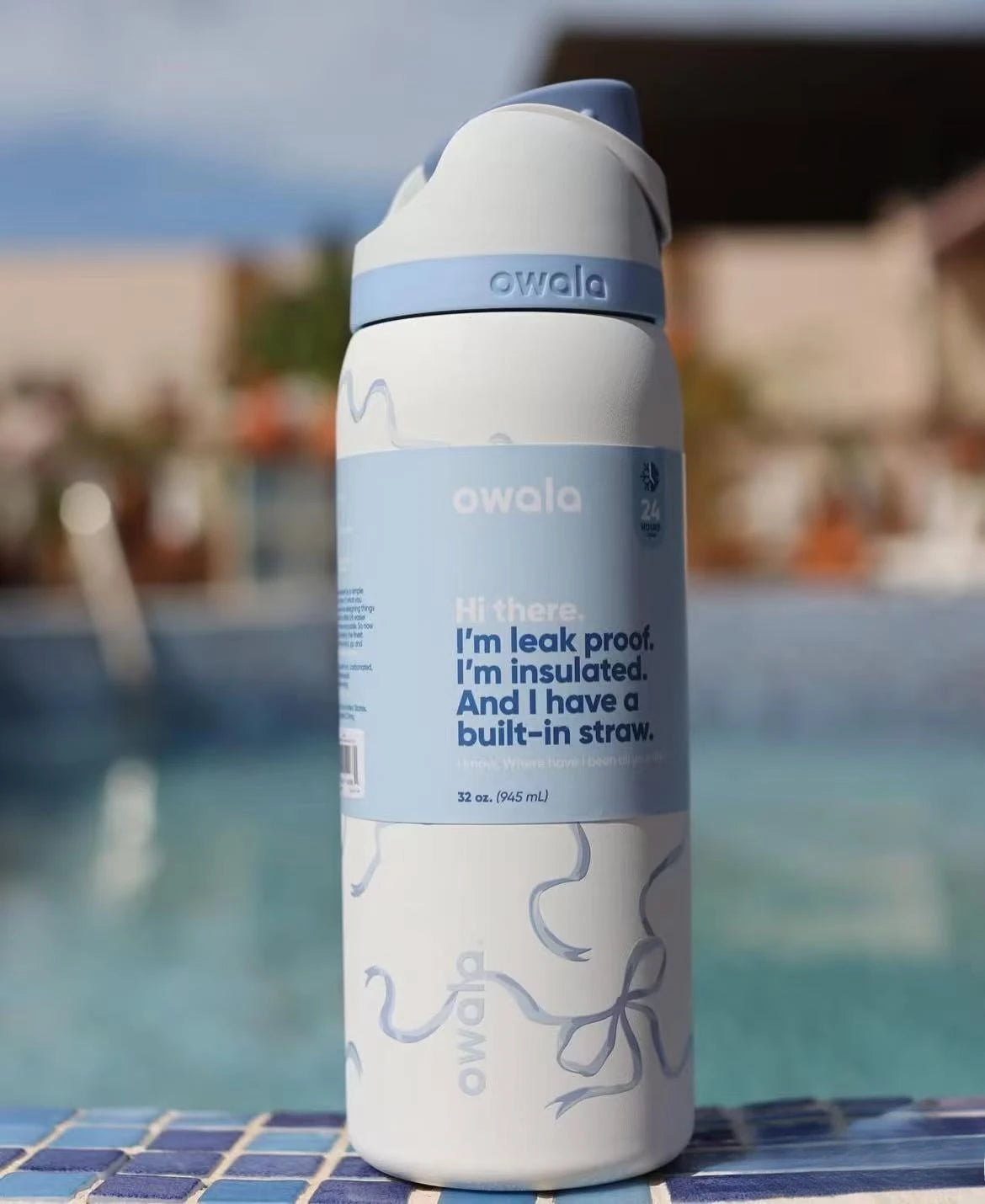 32 Oz Insulated Stainless Steel  Cup Water Bottle with Straw, BPA-Free Sports Water Bottle, Great for Travel