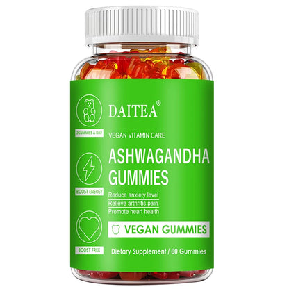 DAITEA Ashwagandha Gummies - Reduces Stress and Anxiety, Supports Heart, Joints, Immunity and Energy, Vegetarian