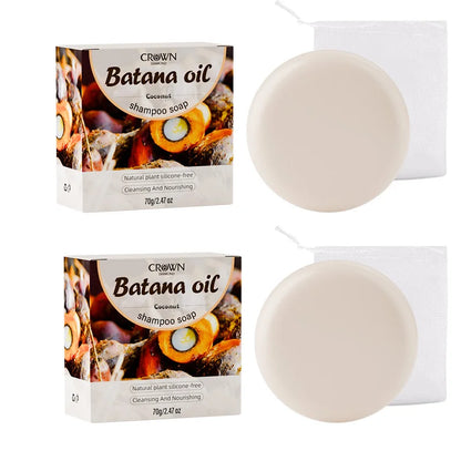 2-in-1 Natural Anti-Hair Loss Shampoo Bar with Batana and Rosemary – Controls Oil, Strengthens Roots, Vegan & Long-Lasting