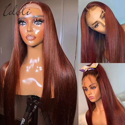 Reddish Brown Lace Front Wigs Human Hair For Black Women 13x4 13X6 Straight Lace Front Wigs Cooper Red Glueless Wigs