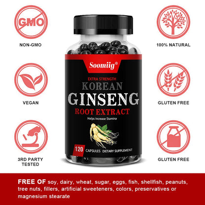 Korean Red Ginseng Extract - Enhances Endurance, Strength and Mood BalanceStrong for energy, stamina and focus