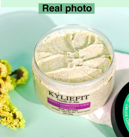 Natural Vanilla & Aloe Perfect Combination Scrub, With 10% AHA, Reduce Acne and Black Spots, For Face & Body Use