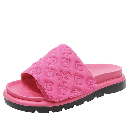 Ladies Magic Sticker Flat Slippers 2024 Summer New Designer Luxury Sandals for Women Elegant Home Flat Slippers Zapatos De Mujer