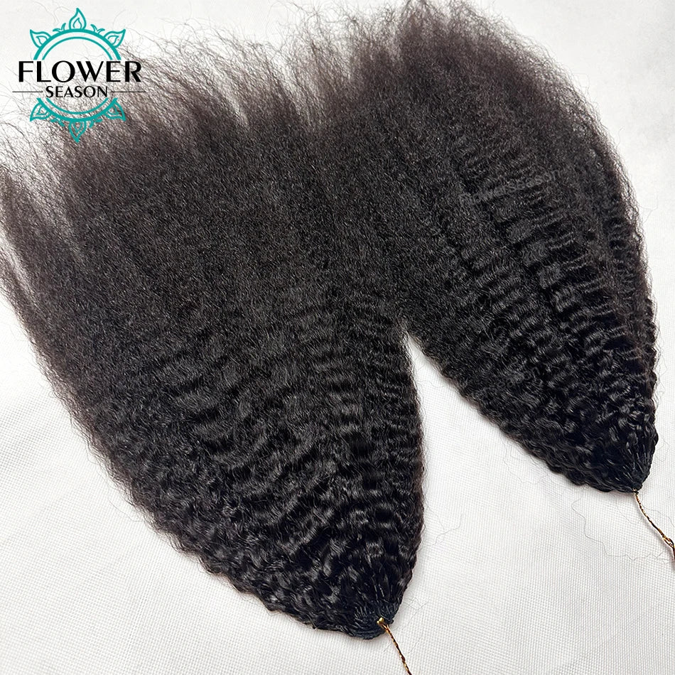 Kinky Straight Crochet Human Hair Extensions Knotless Pre-Separated Crochet Hair Reusable 60g 50strands Natural Black for Women