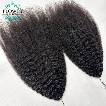 Kinky Straight Crochet Human Hair Extensions Knotless Pre-Separated Crochet Hair Reusable 60g 50strands Natural Black for Women