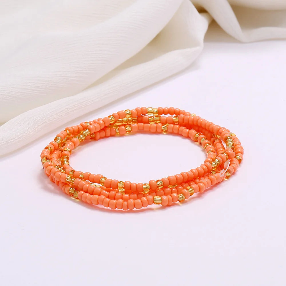 New Fashion Multi-layer Handmade Colored Rice Beads Beach Chain Summer Popular Waist Chain Women BD7051