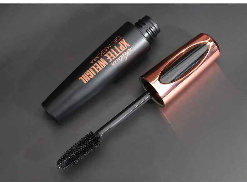QIC Eyelash Mascara XPTTEE WELIGHL Lasting Mascara & Eyeliner Waterproof Thick Long Curly Silicone Eyelash Brush 4D Mascara