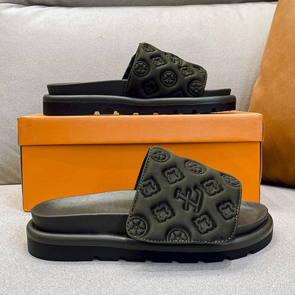 Ladies Magic Sticker Flat Slippers 2024 Summer New Designer Luxury Sandals for Women Elegant Home Flat Slippers Zapatos De Mujer