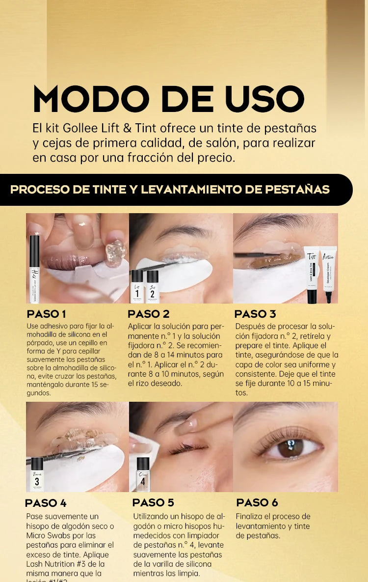 Gollee Lash and Brow Curling Kit Natural Eyelash Lifting Perm Treatment Makeup Set 4-6 Weeks For Lash Curler Perm Long Lasting