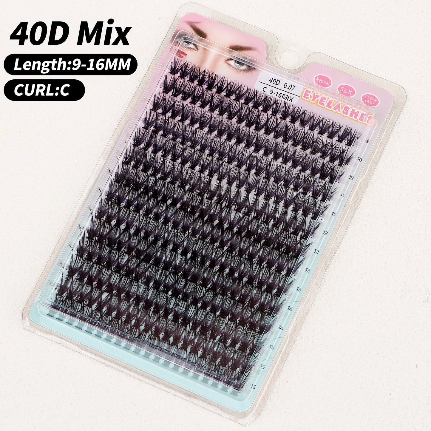 Individual Lashes 20-100D 280pcs Cluster Lashes Natural Look Mixed Tray DIY Eyelash Extension Volume Lash Clusters Eyelashes