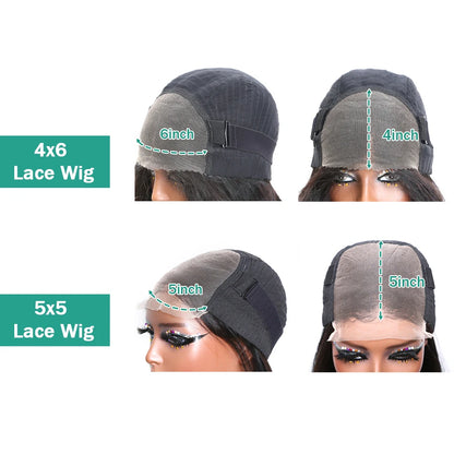 Pre Cut No Glue 4x6 Bone Straight Glueless Wig Human Hair 5x5 Ready To Wear Brazilian Lace Front Wigs For Women Preplucked Bling