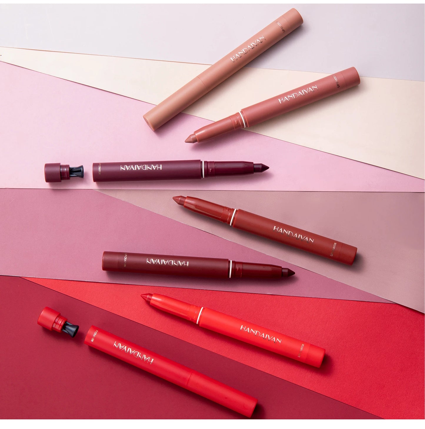 Matte Nude Lipstick Lip Liner 2 in 1 Long Wearing Waterproof Lip Ink Crayon Built-in Sharpener Professional Makeup for Women