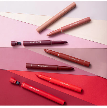 Matte Nude Lipstick Lip Liner 2 in 1 Long Wearing Waterproof Lip Ink Crayon Built-in Sharpener Professional Makeup for Women