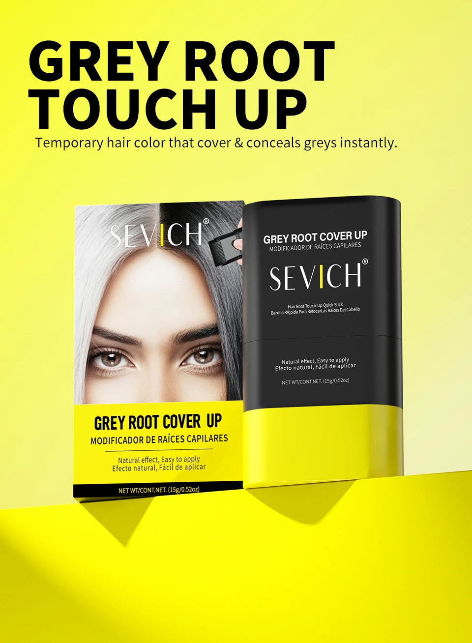 SEVICH 3 Colors Hair Coloring Stick Quickly Covers Gray White Hair Concealer Waterproof Hairline Instant Covering Hair Dye Stick