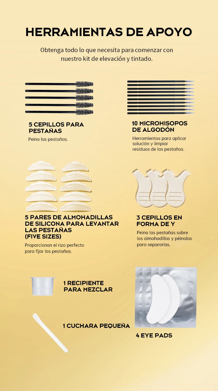 Gollee Lash and Brow Tinting Kit Classic Black Natural Eyelash Lifting Perm Treatment Makeup Set 4-6 Weeks For Lash Curler Perm